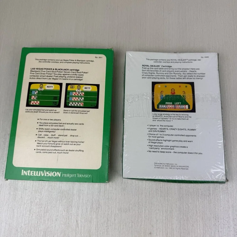 Lot of 2 Intellivision Poker & Blackjack Royal Dealer Complete Games Cards